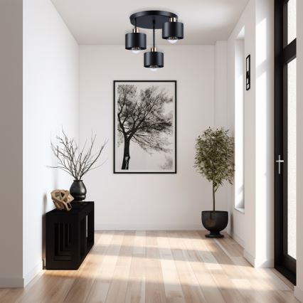 Κρεμαστό φωτιστικό 3xE27/35W/230V διάμετρος 30 cm μαύρο/χρυσό