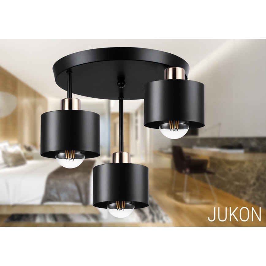 Κρεμαστό φωτιστικό 3xE27/35W/230V διάμετρος 30 cm μαύρο/χρυσό