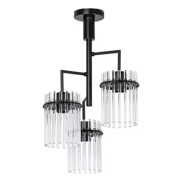 Κρεμαστό φωτιστικό 3xE27/60W/230V μαύρο/διαφανές