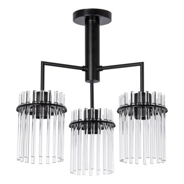 Κρεμαστό φωτιστικό 3xE27/60W/230V μαύρο/διαφανές