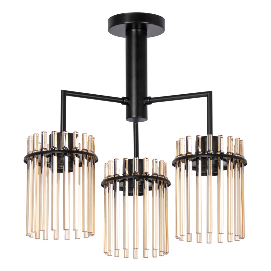 Κρεμαστό φωτιστικό 3xE27/60W/230V μαύρο/μπεζ