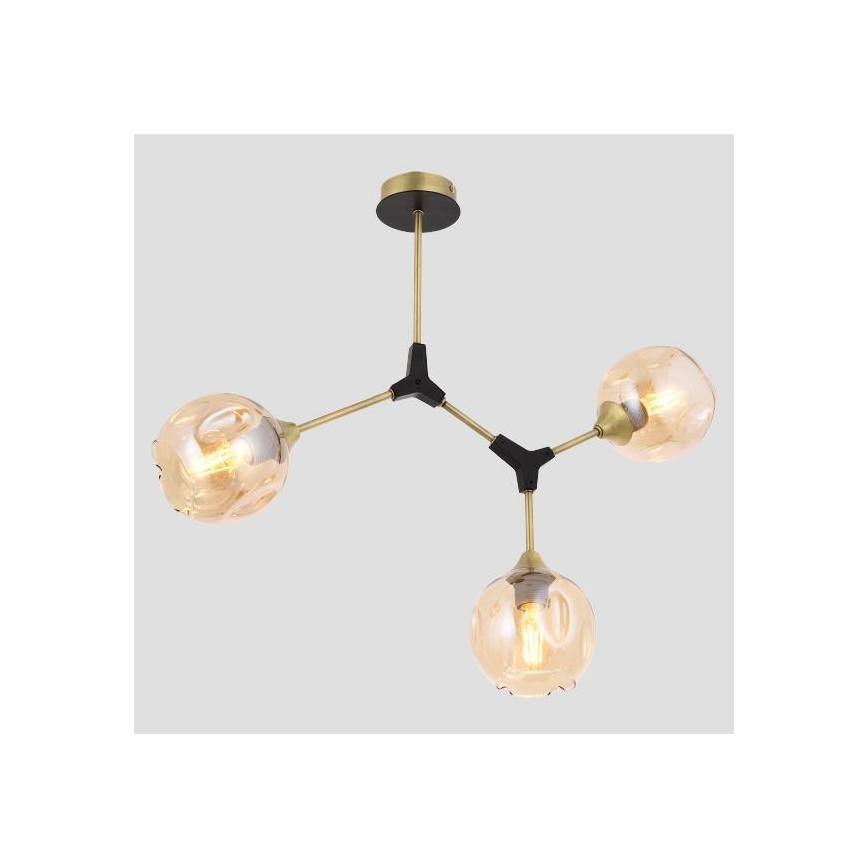 Κρεμαστό φωτιστικό 3xE27/6W/230V χρυσαφί