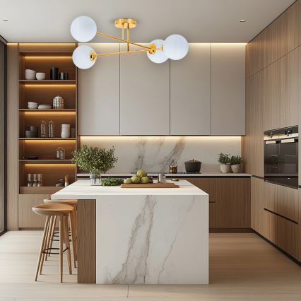 Κρεμαστό φωτιστικό 4xE27/35W/230V διάμετρος 70 cm χρυσό