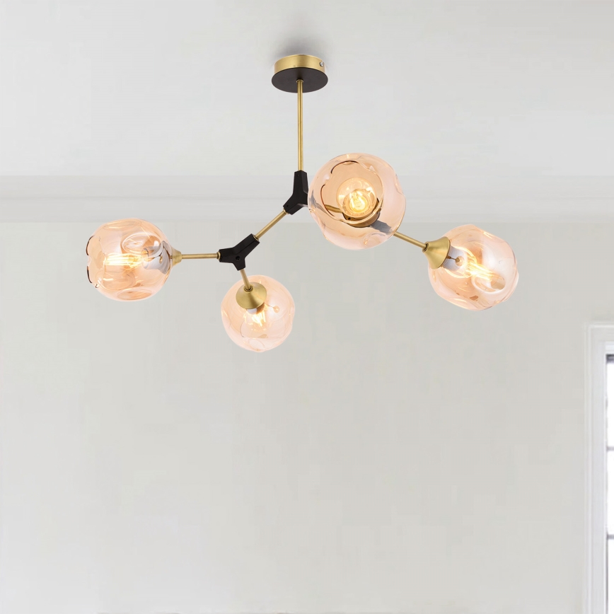 Κρεμαστό φωτιστικό 4xE27/6W/230V χρυσαφί