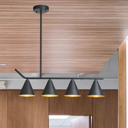 Κρεμαστό φωτιστικό 4xΕ27/40W/230V μαύρο