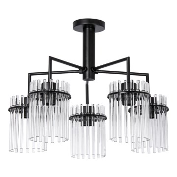 Κρεμαστό φωτιστικό 5xE27/60W/230V μαύρο/διαφανές