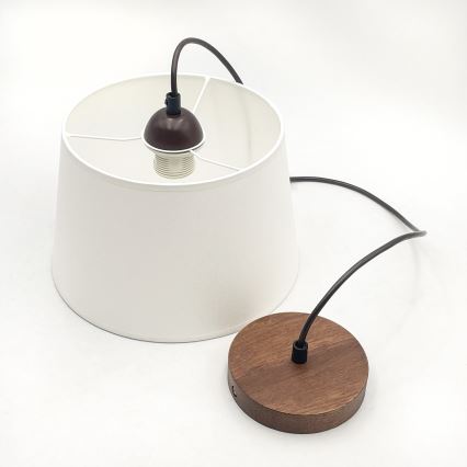 Κρεμαστό φωτιστικό AIDA με καλώδιο, 1xE27/60W/230V, Ø 25 cm, δρυς/καρυδιά/λευκό