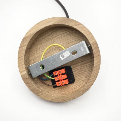 Κρεμαστό φωτιστικό AIDA με καλώδιο, 1xE27/60W/230V, Ø 25 cm, δρυς/καρυδιά/λευκό