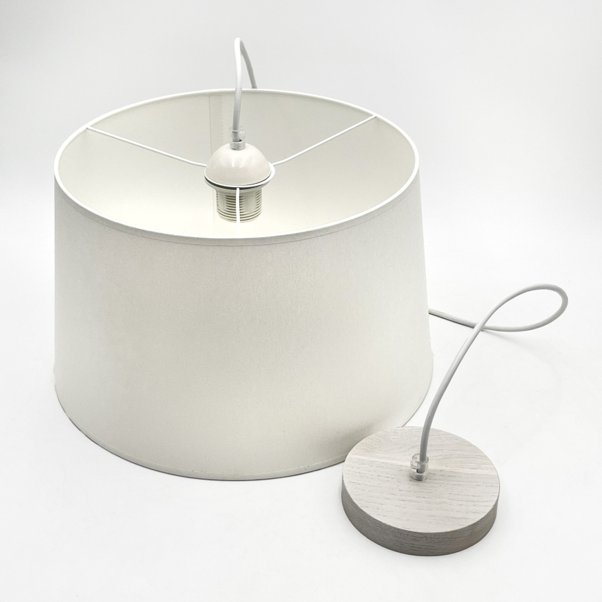 Κρεμαστό φωτιστικό AIDA με καλώδιο 1xE27/60W/230V, διάμετρος 35 cm, δρυς/λευκό