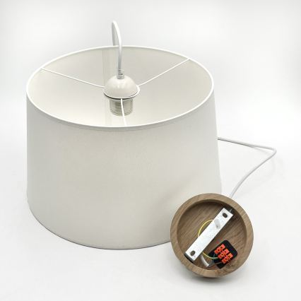 Κρεμαστό φωτιστικό AIDA με καλώδιο 1xE27/60W/230V, διάμετρος 35 cm, δρυς/λευκό