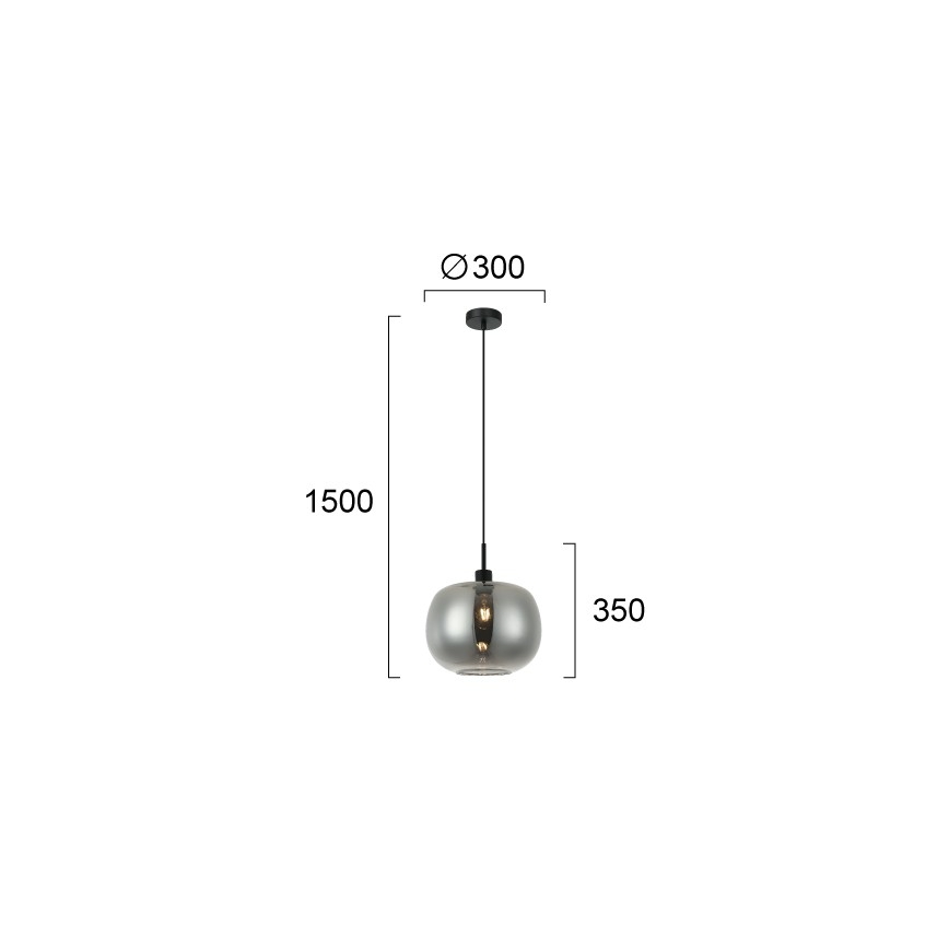 Κρεμαστό φωτιστικό ALAN με καλώδιο 1xE27/40W/230V, καπνιστό μαύρο