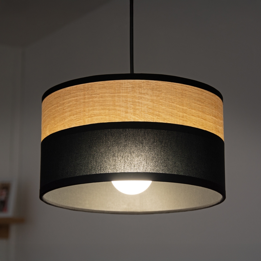 Κρεμαστό φωτιστικό ALBA με καλώδιο 1xE27/15W/230V Ø 20 cm μαύρο/καφέ
