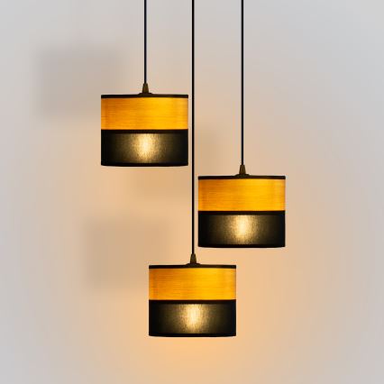 Κρεμαστό φωτιστικό ALBA με καλώδιο 3xE27/15W/230V, διάμ. 40 εκ., μαύρο/καφέ