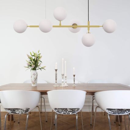 Κρεμαστό φωτιστικό ALISA με καλώδιο 6xE14/40W/230V σε χρυσό