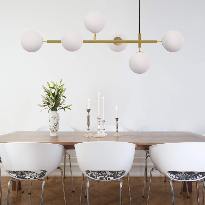 Κρεμαστό φωτιστικό ALISA με καλώδιο 6xE14/40W/230V σε χρυσό