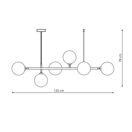 Κρεμαστό φωτιστικό ALISA με καλώδιο 6xE14/40W/230V σε χρυσό