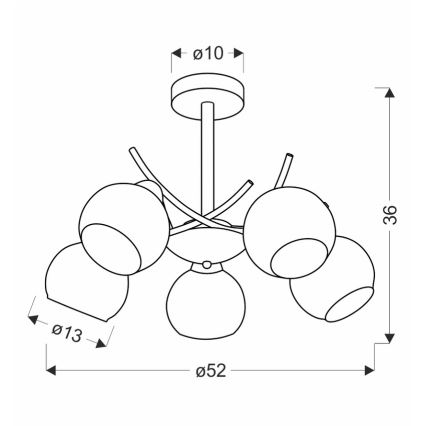 Κρεμαστό φωτιστικό AMOS 5xE27/40W/230V χρυσό