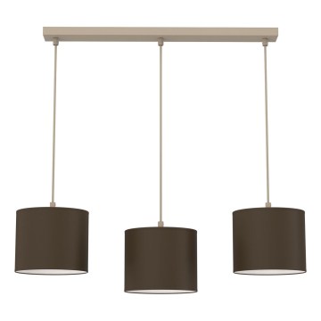Κρεμαστό φωτιστικό ARDEN σε καλώδιο 3xE27/15W/230V μπεζ/καφέ