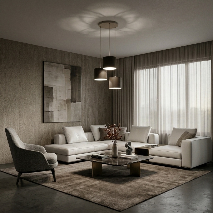 Κρεμαστό φωτιστικό ARDEN με καλώδιο, 3xE27/15W/230V, διάμετρος 30 cm, μπεζ/καφέ
