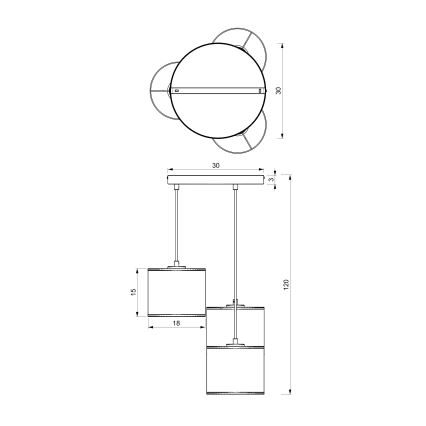 Κρεμαστό φωτιστικό ARDEN με καλώδιο, 3xE27/15W/230V, διάμετρος 30 cm, μπεζ/καφέ