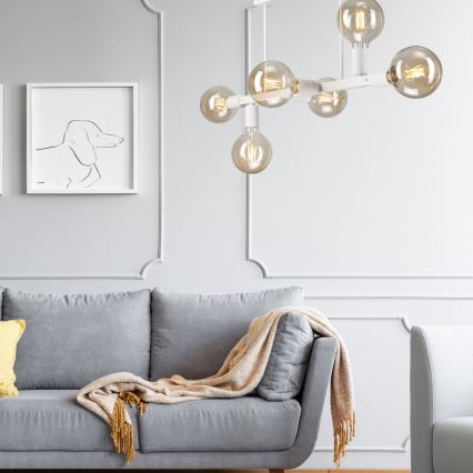 Κρεμαστό φωτιστικό ASTRID 6xE27/60W/230V λευκό