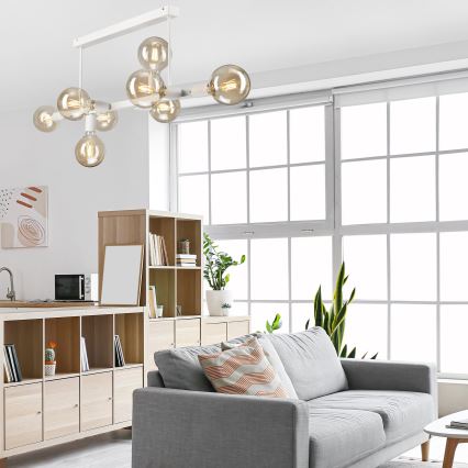 Κρεμαστό φωτιστικό ASTRID 8xE27/60W/230V λευκό