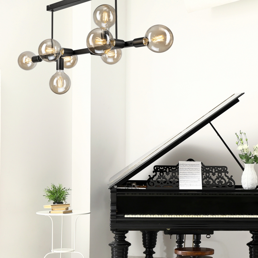 Κρεμαστό φωτιστικό ASTRID 8xE27/60W/230V μαύρο