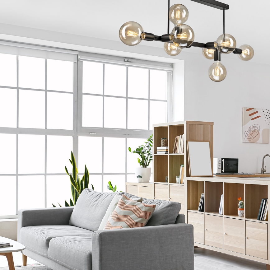 Κρεμαστό φωτιστικό ASTRID 8xE27/60W/230V μαύρο