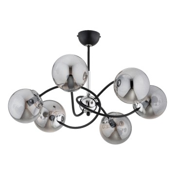 Κρεμαστό φωτιστικό AURORA 6xE14/10W/230V μαύρο/γυαλιστερό χρώμιο