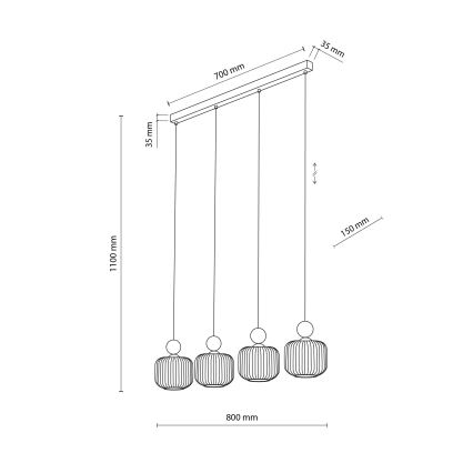Κρεμαστό φωτιστικό BALLO με καλώδιο, 4xE14/10W/230V, μπεζ