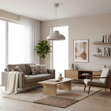Κρεμαστό φωτιστικό BASCA με καλώδιο, 1xE27/15W/230V, σε κρεμ απόχρωση