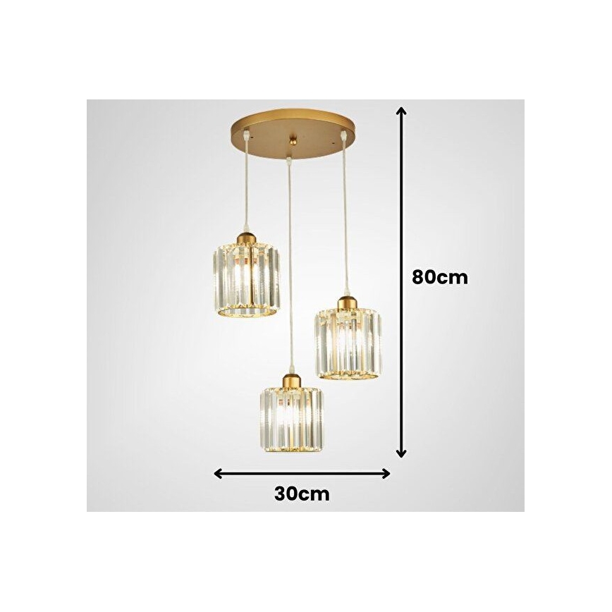 Κρεμαστό φωτιστικό BELLA με καλώδιο 3xE27/40W/230V, χρυσό