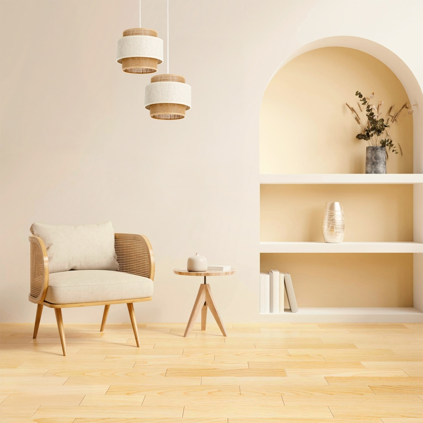 Κρεμαστό φωτιστικό BOHO 2xE27/60W/230V εκρού/γιούτα