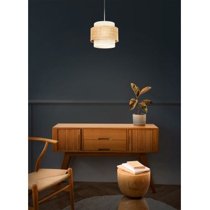 Κρεμαστό φωτιστικό BOHO με κορδόνι 1xE27/60W/230V, διάμ. 20 cm, γιούτα/κρεμ.