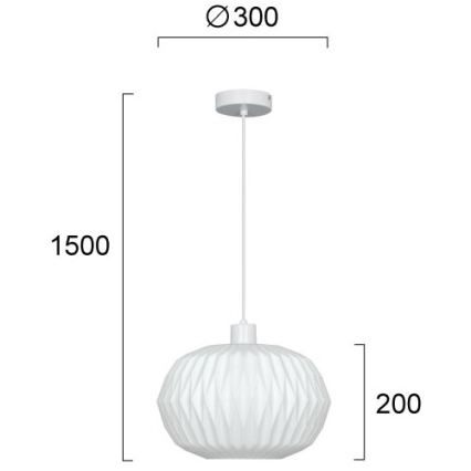 Κρεμαστό φωτιστικό CARSON με καλώδιο, 1xE27/40W/230V, λευκό