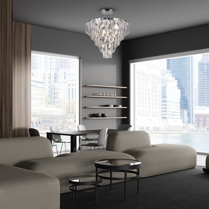 Κρεμαστό φωτιστικό CHELSEA 6xE14/40W/230V διάμετρος 50 cm γυαλιστερό χρώμιο