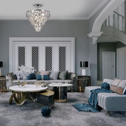 Κρεμαστό φωτιστικό CHELSEA 6xE14/40W/230V διάμετρος 50 cm γυαλιστερό χρώμιο