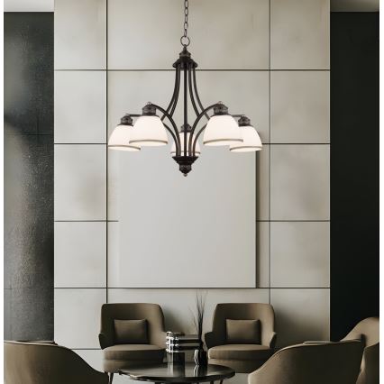 Κρεμαστό φωτιστικό CLAIR με σύρμα 5xE27/60W/230V, διάμ. 65 cm, μπρονζέ