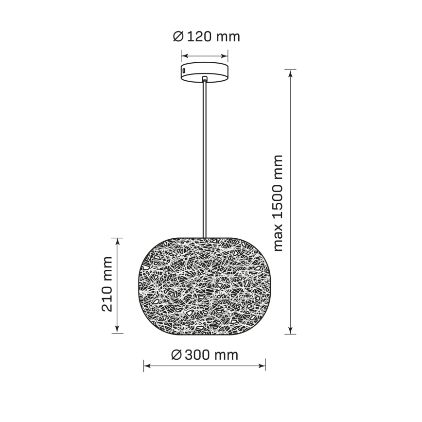 Κρεμαστό φωτιστικό CLEA με καλώδιο 1xE27/20W/230V, διάμ. 30 cm, ανθρακί