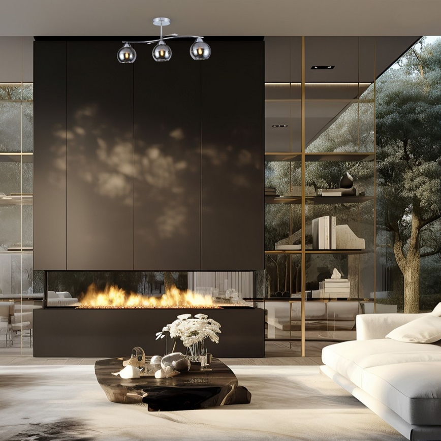 Κρεμαστό φωτιστικό CONNOR 3xE27/15W/230V γυαλιστερό χρώμιο/γκρι