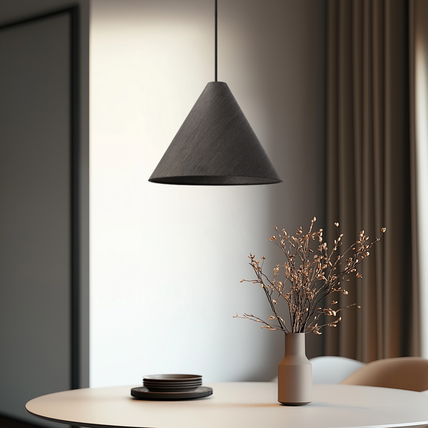 Κρεμαστό φωτιστικό CONO με καλώδιο, 1xE27/40W/230V, επένδυση από καπλαμά έβενο