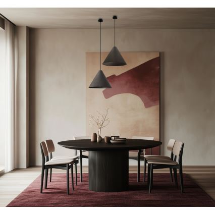 Κρεμαστό φωτιστικό CONO με καλώδιο, 1xE27/40W/230V, επένδυση από καπλαμά έβενο