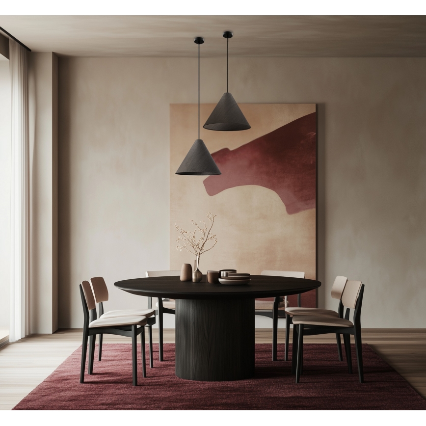 Κρεμαστό φωτιστικό CONO με καλώδιο, 1xE27/40W/230V, επένδυση από καπλαμά έβενο