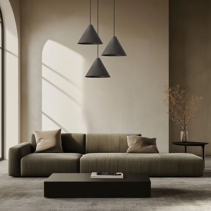 Κρεμαστό φωτιστικό CONO με καλώδιο, 1xE27/40W/230V, επένδυση από καπλαμά έβενο