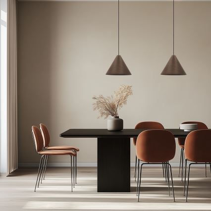 Κρεμαστό φωτιστικό CONO με καλώδιο 1xE27/40W/230V, επένδυση από καπλαμά μαόνι