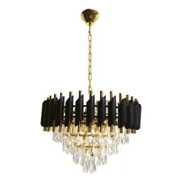 Κρεμαστό φωτιστικό CRISTAL με αλυσίδα, 7xE14/10W/230V, διάμ. 48 εκ., μαύρο/χρυσό