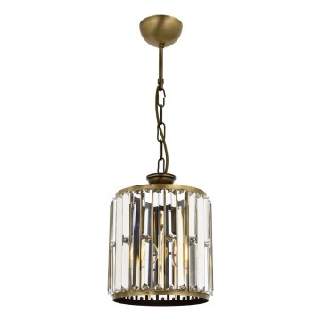 Κρεμαστό φωτιστικό CRYSTALLINE με αλυσίδα 1xE27/6W/230V σε μπρονζέ