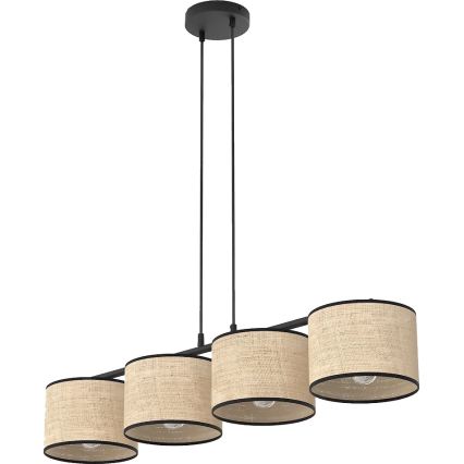 Κρεμαστό φωτιστικό ECO με καλώδιο 4xE27/15W/230V μπεζ/ρατάν
