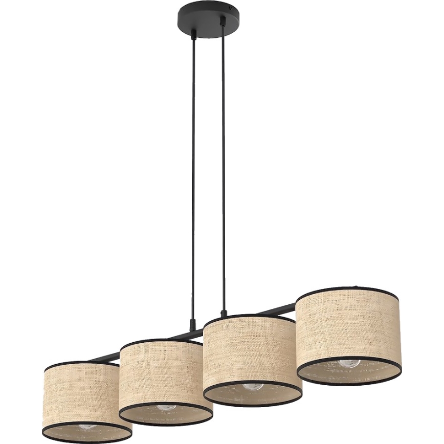Κρεμαστό φωτιστικό ECO με καλώδιο 4xE27/15W/230V μπεζ/ρατάν