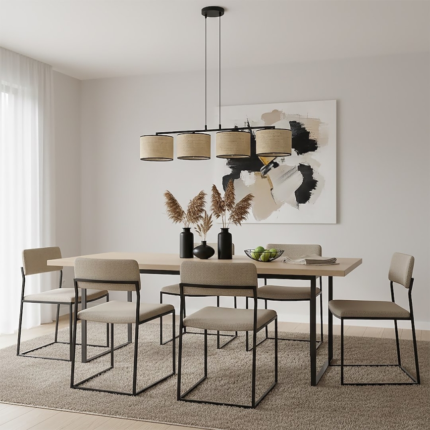 Κρεμαστό φωτιστικό ECO με καλώδιο 4xE27/15W/230V μπεζ/ρατάν